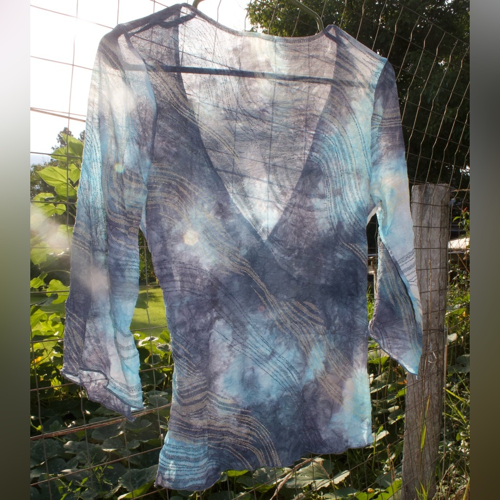 Lovely blue sheer blouse